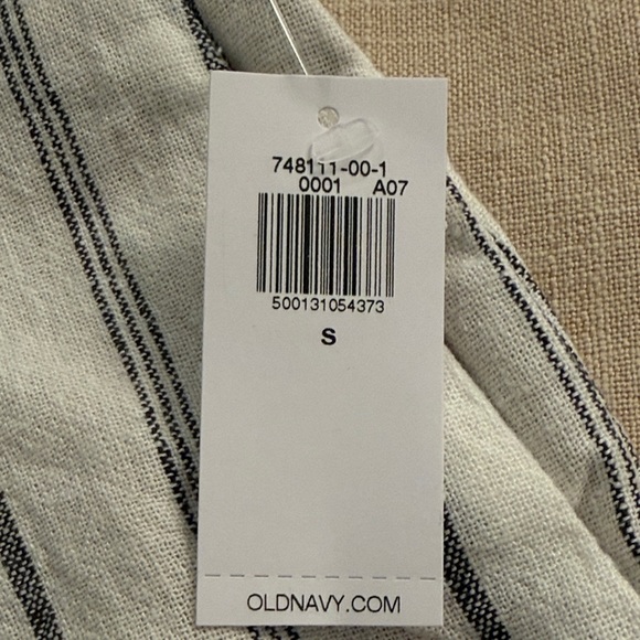 Old Navy White/Charcoal Stripe Extra High-Waisted Linen-Blend Short/NWT/S - Picture 7 of 16